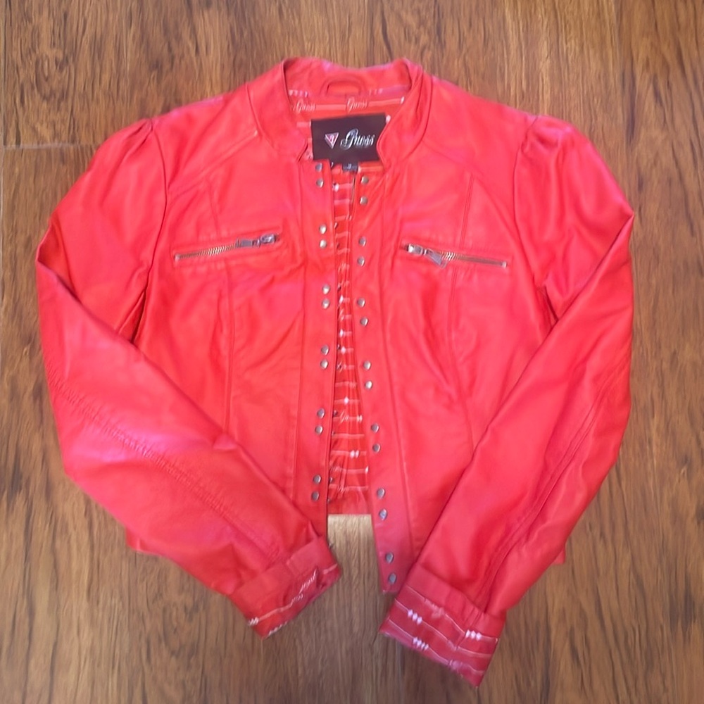 EUC Guess faux leather jacket
